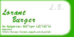 lorant burger business card
